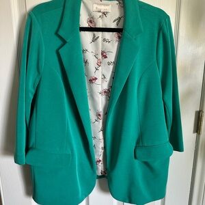 Skies Are Blue Teal Blazer with Floral Lining